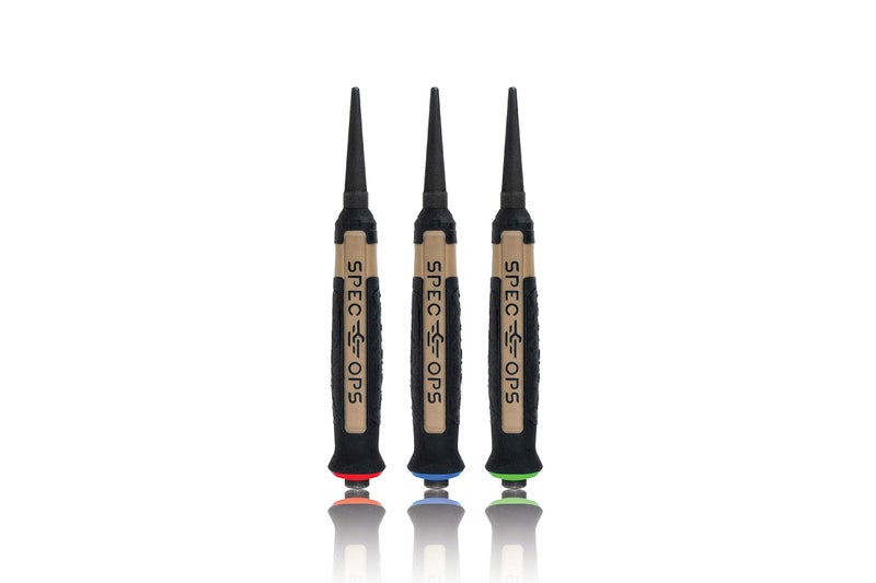 Spec-Ops Spec Ops Tools Nail Set Punch 3-Piece Kit Includes 1/32", 1/16", 3/32", Shock-Absorbing Grip, 3% Donated to Veterans Black/Tan - Image 1